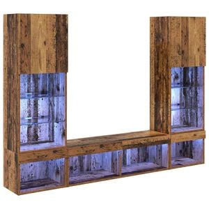 vidaXL TV Wall Units with LED 5 pcs 40.5 x 30 x 102 cm Old wood