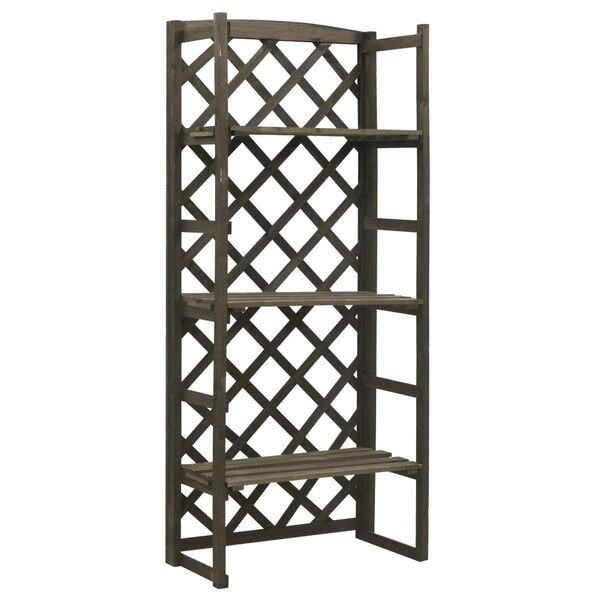 vidaXL Garden Trellis Planter with Shelves Grey 60x30x140 cm Solid Firwood