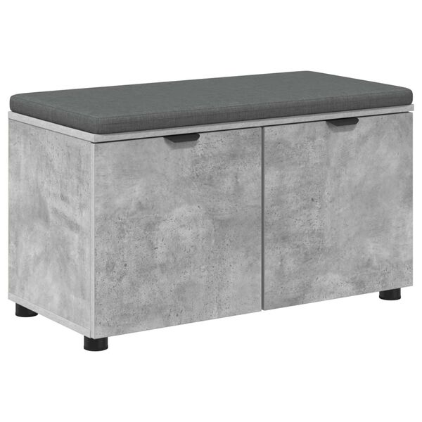 vidaXL Hall Bench with Cushion with Door Concrete Grey 80 x 46 x 46 cm