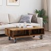 vidaXL Side Table with Wheels Old Wood 90 x 50 x 30 cm Engineered Wood