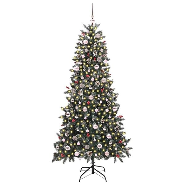 vidaXL Artificial Christmas Tree with 300 LEDs with Stand Green 240 cm