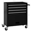 vidaXL Tool Trolley with 4 Drawers Steel Black
