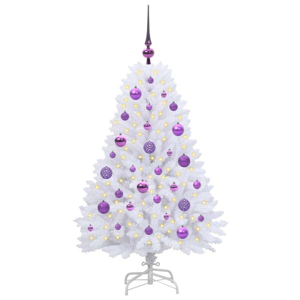 vidaXL Artificial Hinged Christmas Tree White 120 cm PVC and Steel
