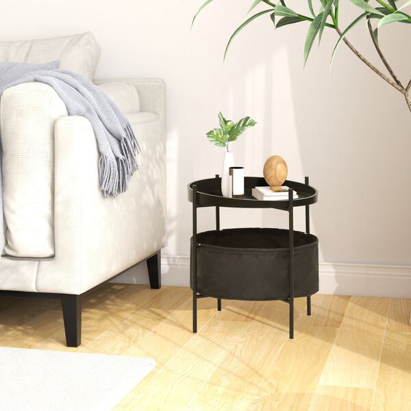 vidaXL Side Table with Basket 40x40x45.5 cm Black