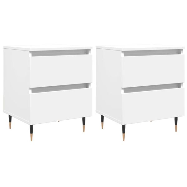 vidaXL Bedside Cabinets 2 pcs White 40x35x50 cm Engineered Wood