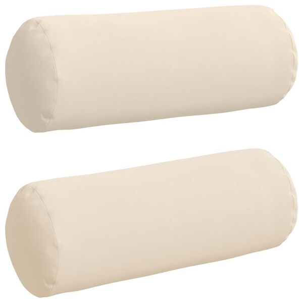vidaXL Bolster Pillows 2 pcs Beige Ø 25 x 70 cm Microfibre Fabric