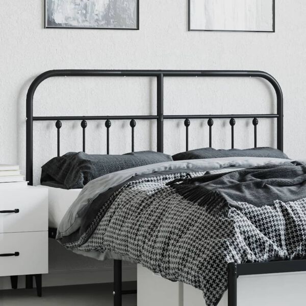 vidaXL Metal Replace Headboard Black 140 cm