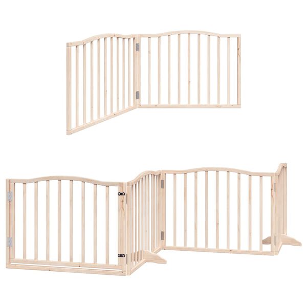 vidaXL Dog Gate with Door Foldable 12 Panels 960 cm Poplar Wood