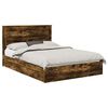 vidaXL Storage Bed with Drawer Smoked Oak 160 x 200 cm Engineered Wood