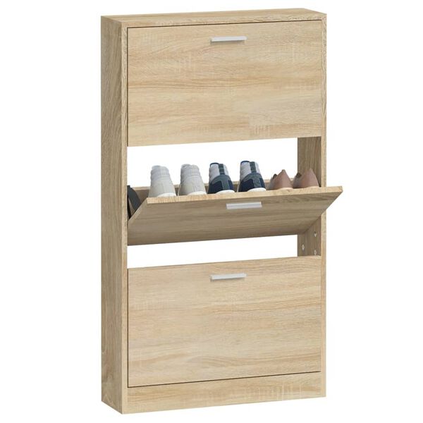 vidaXL Shoe Cabinet Oak 59x17x108 cm Engineered Wood