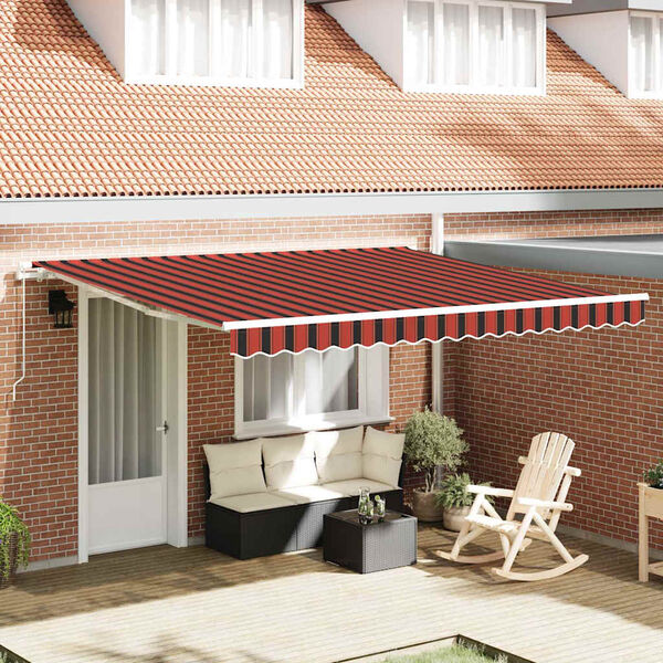vidaXL Retractable Awning Manual Orange and Brown 400 x 300 cm