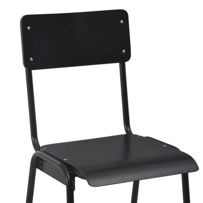 vidaXL Bar Chairs 6 pcs Black Solid Plywood Steel