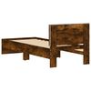 vidaXL Bed Frame without Mattress with LED Lights Smoked Oak 75x190 cm Small Single
