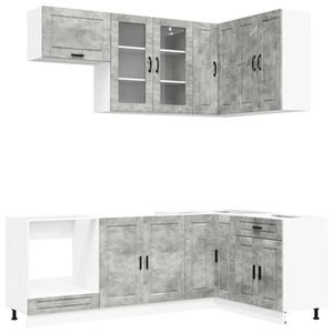 vidaXL Kitchen Unit PORTO 8 pcs Concrete Grey Engineered Wood