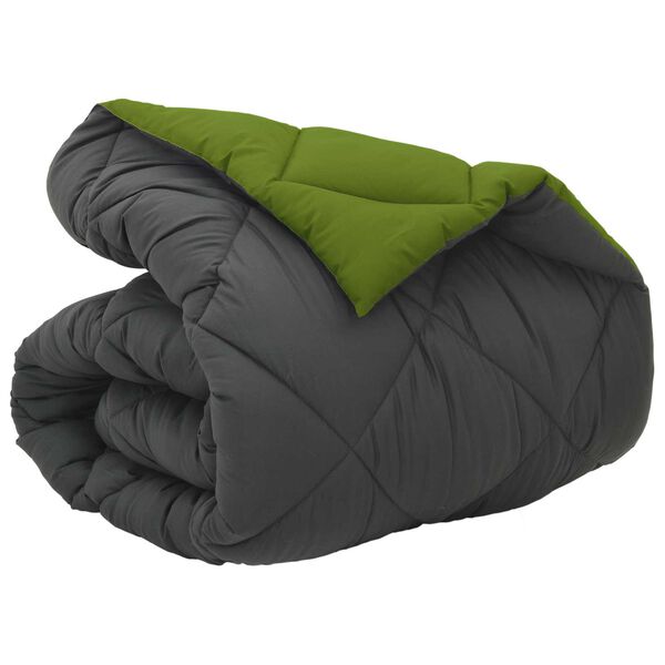 vidaXL Winter Duvet Green and Anthracite 220 x 135 cm Microfiber