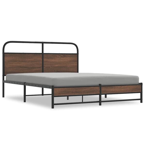 vidaXL Metal Bed Frame without Mattress Brown Oak 160x200 cm