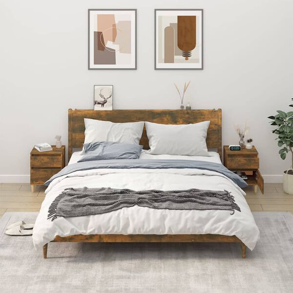 vidaXL Bedside Cabinets 2 pcs Smoked Oak 40x35x50 cm