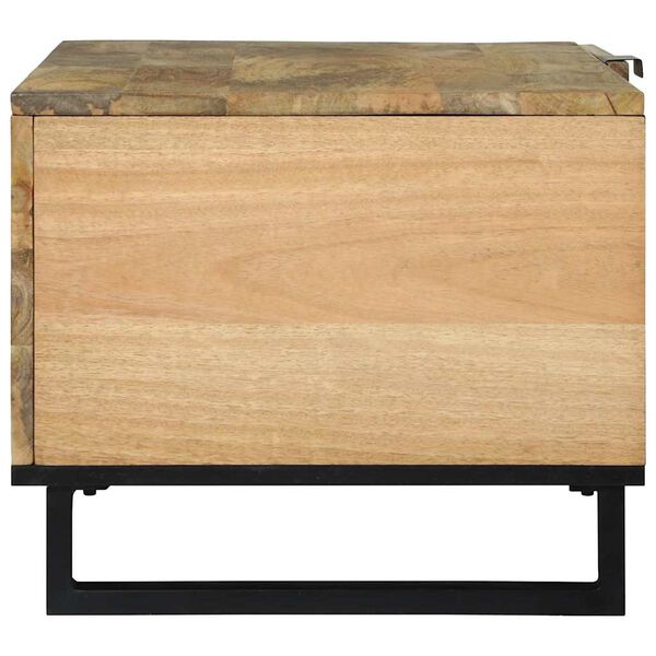 vidaXL Coffee Table Brown and Black 80 x 50 x 40 cm Solid Acacia wood