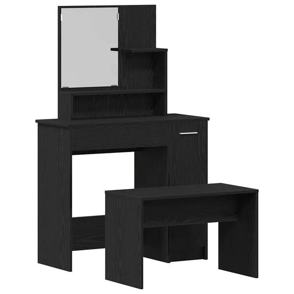 vidaXL Dressing Table Set with Drawer 2 pcs Black Oak Engineered Wood
