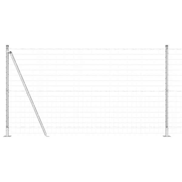 vidaXL Fence with Post Silver 1.2 x 25 m Steel
