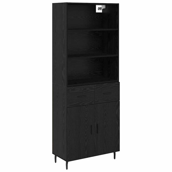 vidaXL Highboard with Drawer Black Oak 69.5 x 34 x 180 cm