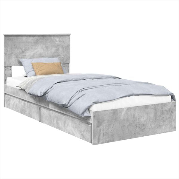 vidaXL Storage Bed Concrete Grey 90 x 200 cm Engineered Wood