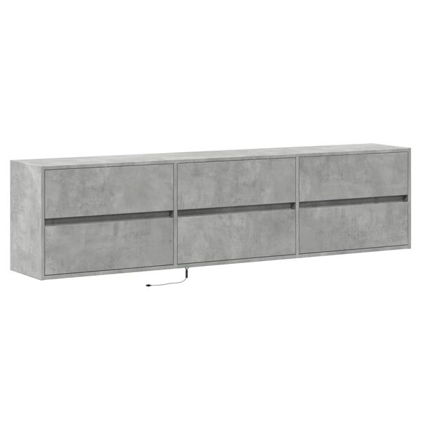 vidaXL TV Wall Cabinet with LED Concrete Grey 180x31x45 cm