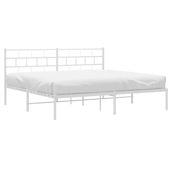 vidaXL Metal Bed Frame without Mattress with Headboard White 180x200cm