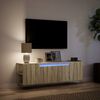 vidaXL TV Wall Cabinet with LED Lights Sonoma Oak 135x31x39.5 cm