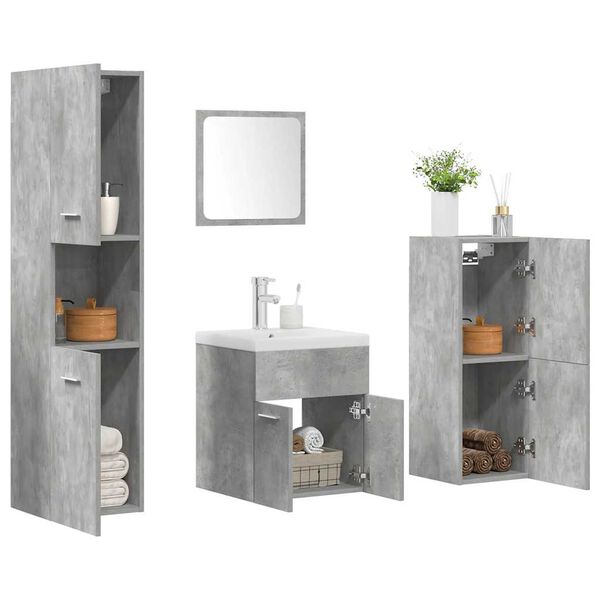vidaXL 5 Piece Bathroom Furniture Set Concrete Grey Engineered Wood