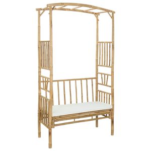 vidaXL Garden Arch with Bench Cream White 115 x 50 x 205 cm Bamboo