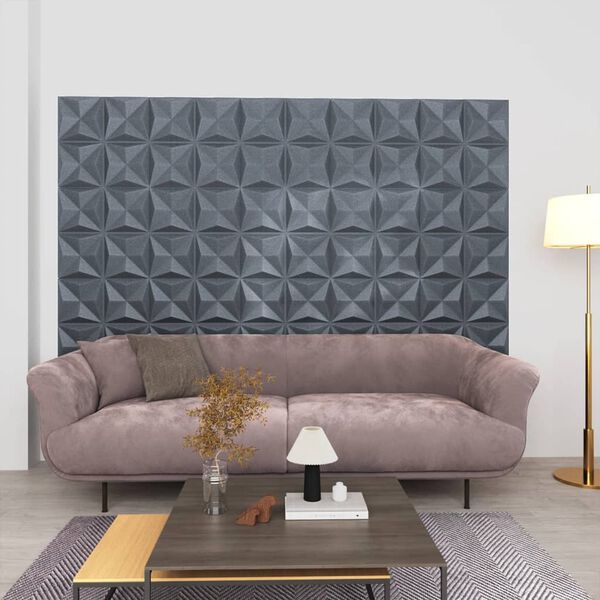 vidaXL 3D Wall Panels 24 pcs 50x50 cm Origami Grey 6 m&sup2;