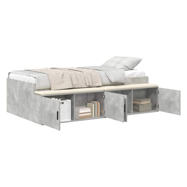 vidaXL Bed Frame Concrete Grey 100 x 200 cm Engineered Wood