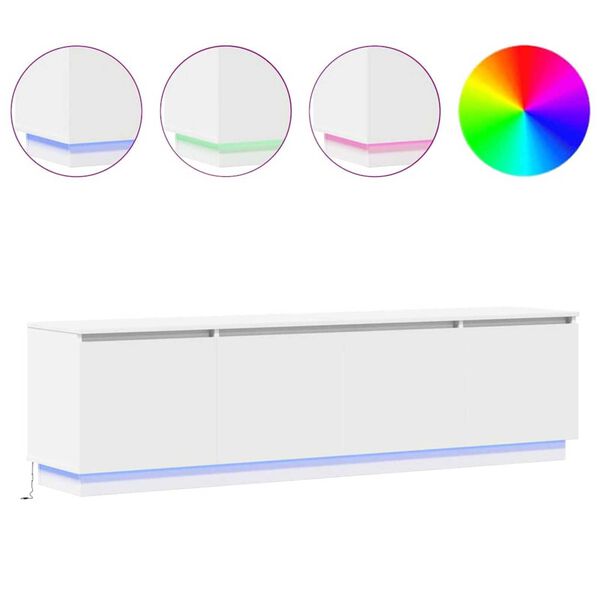 vidaXL TV cabinet with LED White 180 x 38 x 49 cm Engineered Wood