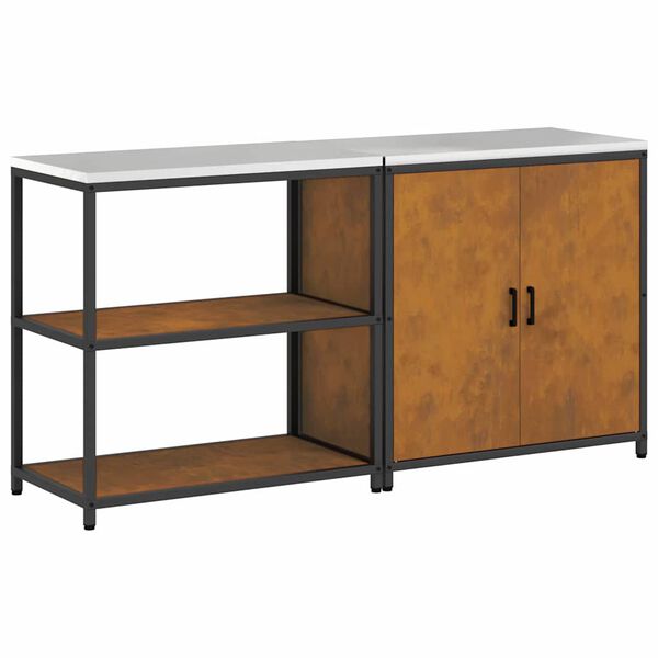 vidaXL Kitchen Storage Set with Shelf 2 pcs Rusty Weathering Steel