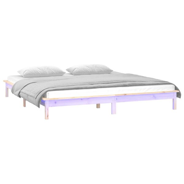 vidaXL LED Bed Frame without Mattress 120x190 cm Small Double Small Double Solid Wood