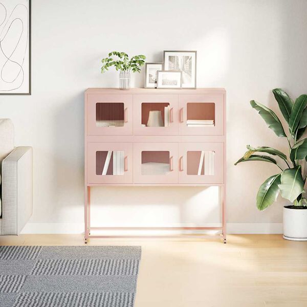 vidaXL Sideboard Pink 100.5x39x107 cm Cold-rolled Steel