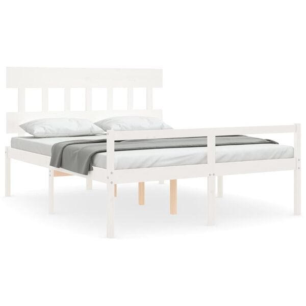 vidaXL Senior Bed without Mattress White 160x200 cm Solid Wood