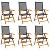 vidaXL Reclining Folding Chairs 6 pcs Black Poly Rattan and Solid Wood