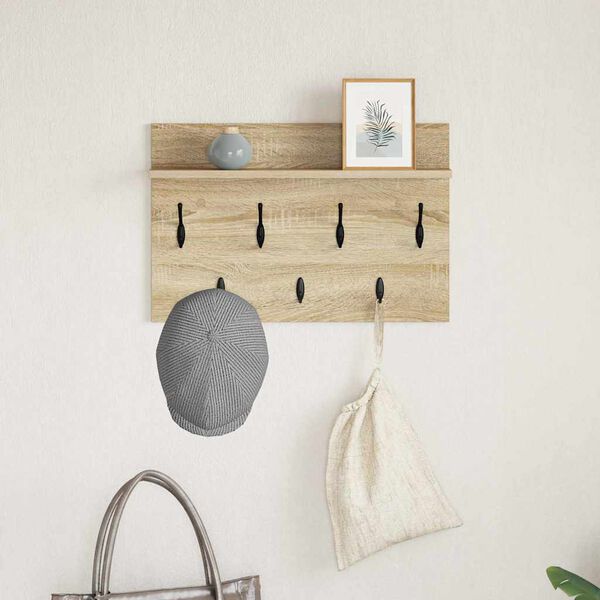 vidaXL Wall-Mounted Coat Rack with Shelf Sonoma Oak 60 x 40 x 12 cm