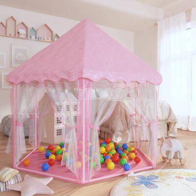 vidaXL Princess Play Tent with 250 Balls Pink 133x140 cm
