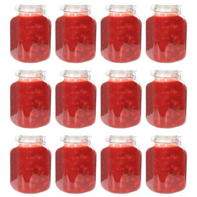 vidaXL Glass Jam Jars with Lock 12 pcs 5 L