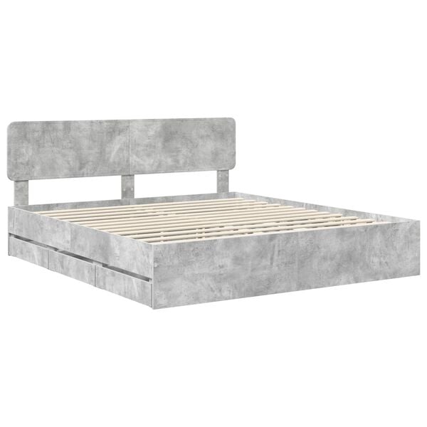 vidaXL Bed Frame Concrete Grey 180 x 200 cm Engineered Wood