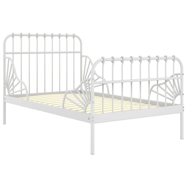 vidaXL Extendable Bed Frame without Mattress White Metal 80x130/200 cm