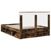 vidaXL Bed Frame Smoked Oak 140 x 190 cm Solid Pine Wood