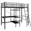 vidaXL Bunk Bed with Table without Mattress Black Metal 90x200 cm
