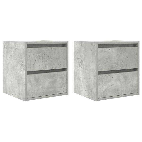 vidaXL Wall-mounted Bedside Cabinets 2 pcs Concrete Grey 38x34x40 cm