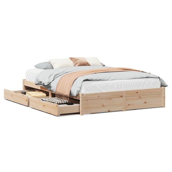 vidaXL Bed Frame without Mattress 150x200 cm King Size Solid Wood Pine