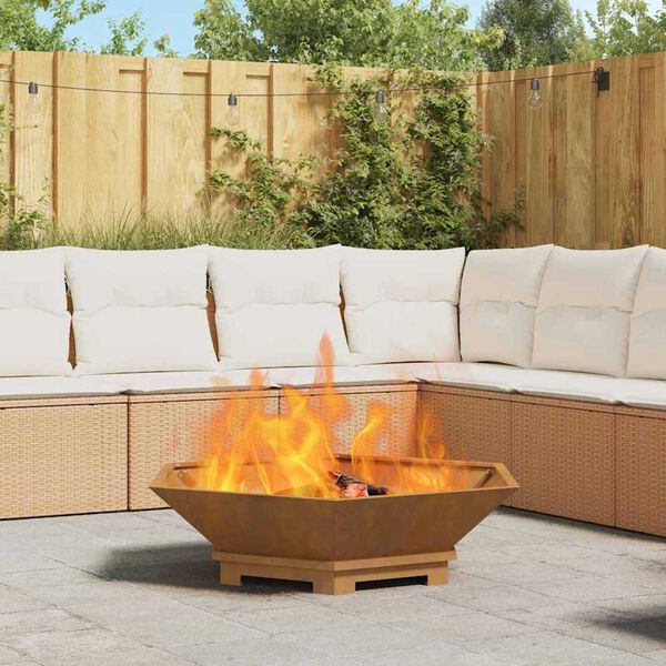 vidaXL Fire Pit Brown 100 x 100 x 28 cm Weathering steel