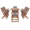 vidaXL 9 Piece Outdoor Dining Set Grey Solid Eucalyptus Wood and Textilene